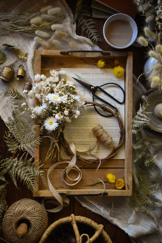 dried flowers australia everlasting wreath making kit - white daisies - amble and twine