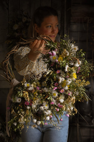 amble and twine dried flowers australia everlasting wildflower wreath - large crescent